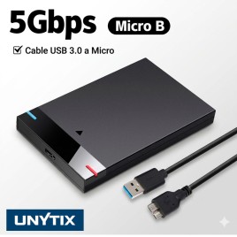 Carcasa Externa para HDD/SSD 2.5" SATA III a Micro-B – USB 3.0 5Gbps – Instalación sin Herramientas