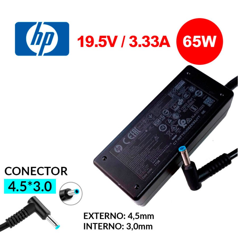 Cargador HP 19.5V 3.33A 65W 4.5x3.0mm Pin Azul – A045R045H Original