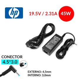 Cargador original HP 19.5V, 2.31A y 45W diámetro del conector 4.5*3.0 pin azul