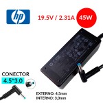 Cargador original HP 19.5V, 2.31A y 45W diámetro del conector 4.5*3.0 pin azul