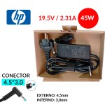 Cargador original HP 19.5V, 2.31A y 45W diámetro del conector 4.5*3.0 pin azul