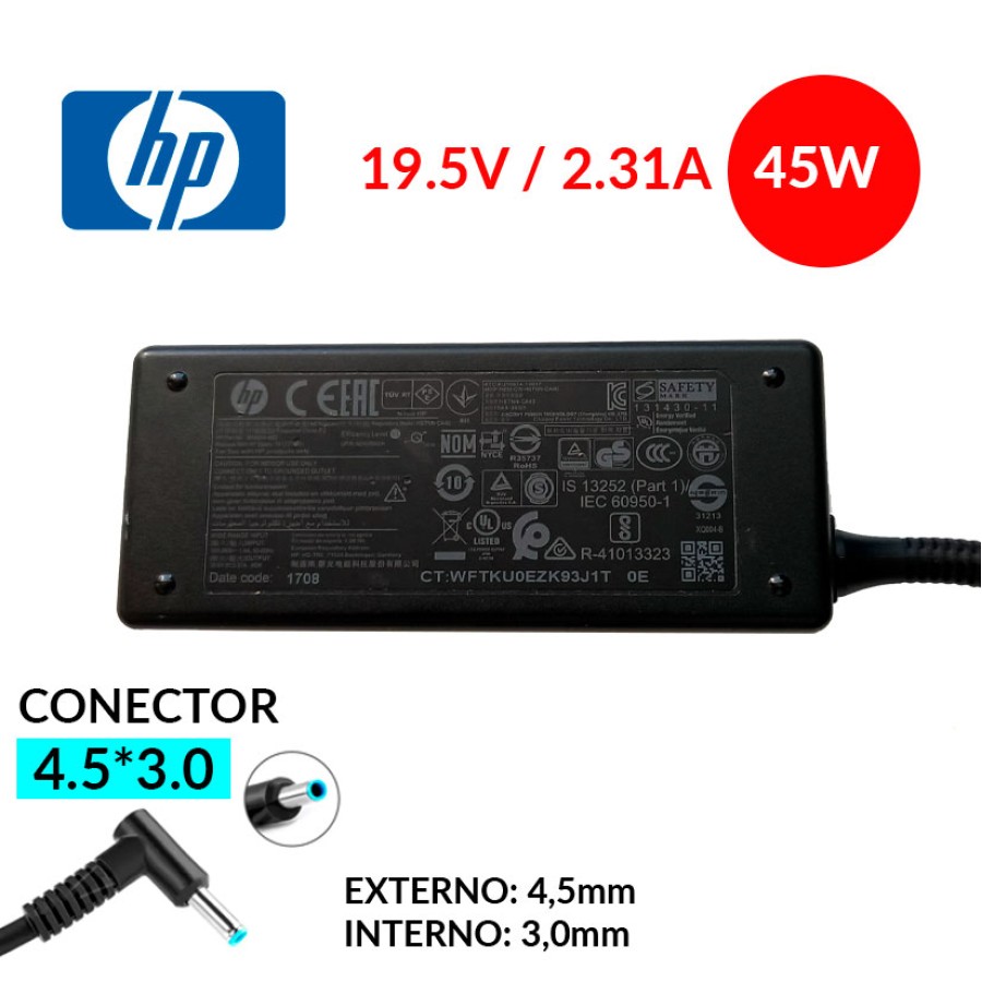 Cargador HP 19.5V 3.33A 65W 4.5x3.0mm Pin Azul – P/N A045R045H | Original