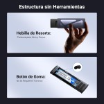 UGREEN Carcasa M.2 NVMe, Caja SSD M2 con UASP USB C 3.2 Gen 2 10Gbps para M/B+M Key 2230/2242/2260/2280, con Cable Type C y A
