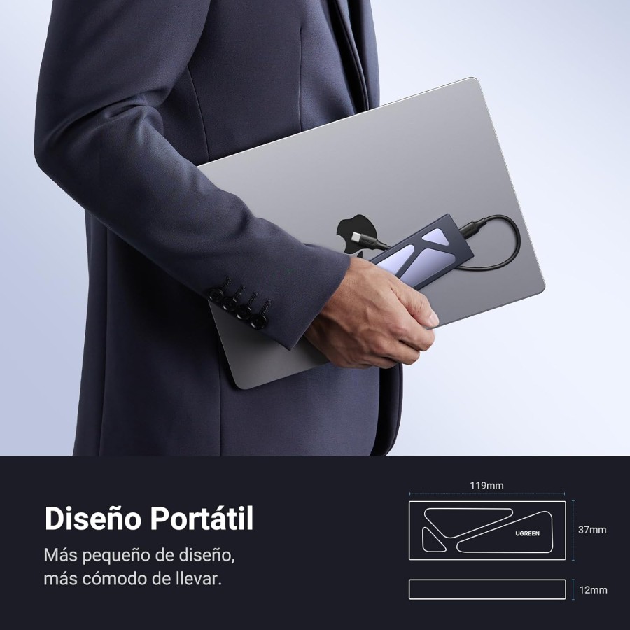 UGREEN Carcasa M.2 NVMe, Caja SSD M2 con UASP USB C 3.2 Gen 2 10Gbps para M/B+M Key 2230/2242/2260/2280, con Cable Type C y A