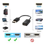 DisplayPort (DP) to HDMI Adapter Cable 1080P 4K Resolution 24cm long