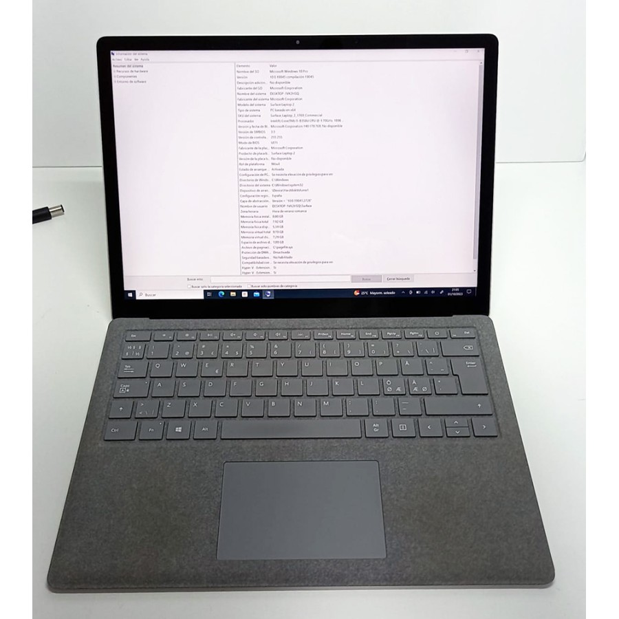 Portátil Microsoft Surface Laptop 2 i5-8350U 8GB 256GB 13,5" Dual WIFI + BT Win 10 PRO