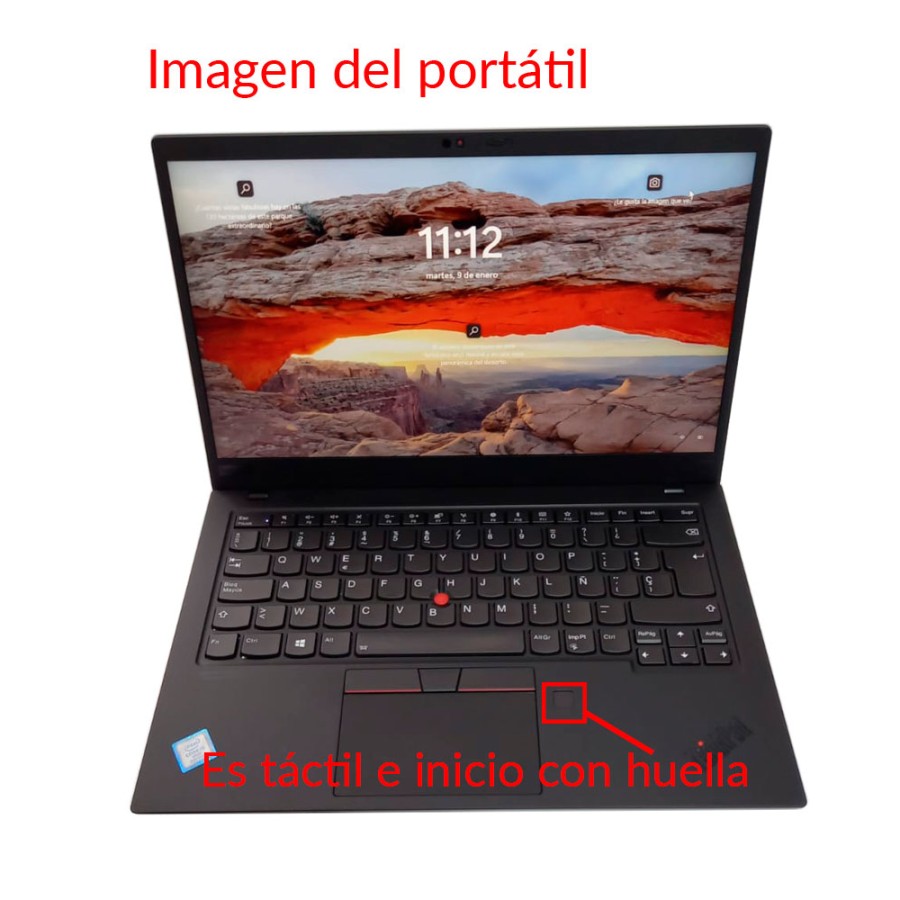 Lenovo ThinkPad X1 Carbon 7ª Gen Intel Core i5-8365U/16GB/256GB SSD/14", Pantalla táctil, teclado en español.