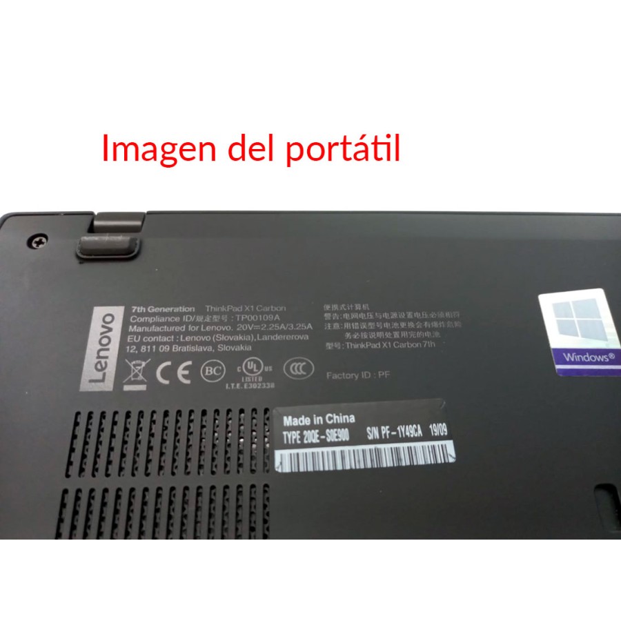 Lenovo ThinkPad X1 Carbon 7ª Gen Intel Core i5-8365U/16GB/256GB SSD/14", Pantalla táctil, teclado en español.