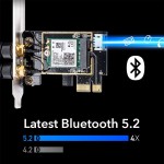 Tarjeta WiFi y Bluetooth intel 5.2 hasta 2402Mbps, compatible  con Bluetooth 5.0/4.2/4.0, Windows 10 y 11 (64-bit)