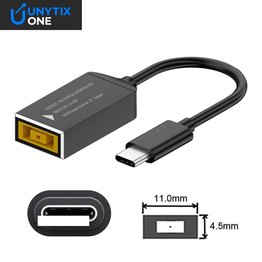 Adaptador Rectangular a USB-C para Lenovo ThinkPad X1 – Cable de Carga 65W PD/QC – PN 4DPTAUSBR3CAC