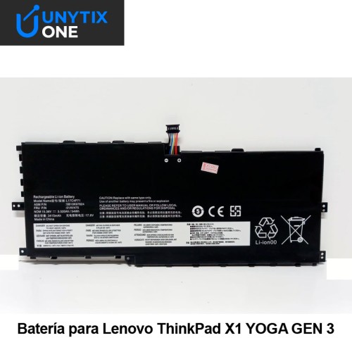 Batería Lenovo X1 Yoga Gen 3 2018 4 Celdas 15,36V – PN SB10K97624 – Unytix One L17C4P71 01AV475