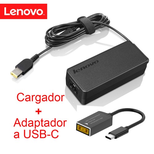 Adaptador a USB-C + Cargador Original 65W IBM/Lenovo (Punta Rectangular – Square Tip)  0A36262-ADP