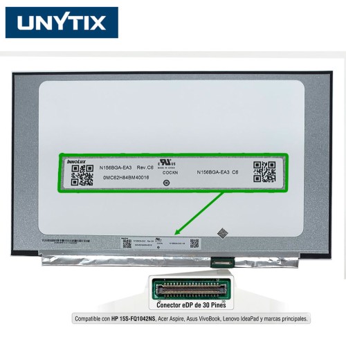 Pantalla 15.6" IPS Mate - 1920x1080 - 30 Pines eDP (350mm) - Modelo N156BGA-EA3