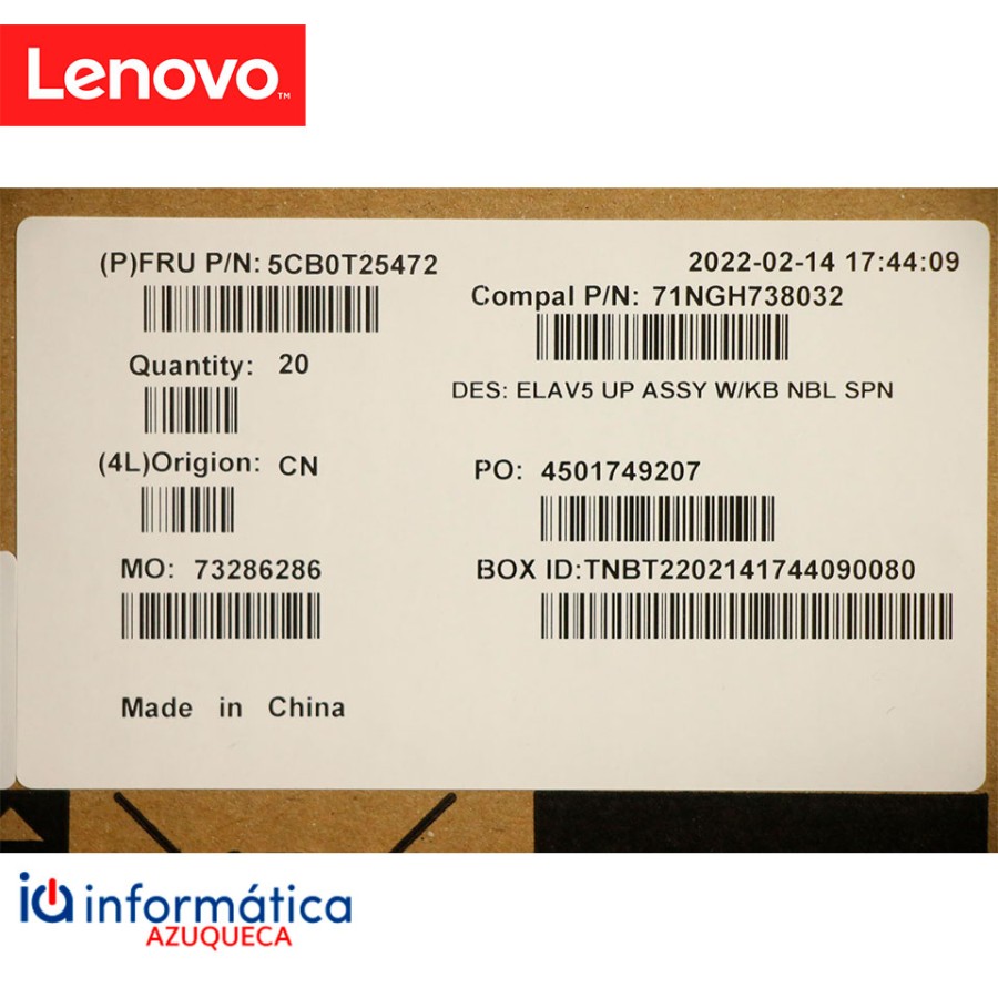 Cover Lenovo V145-15AST Teclado Español Retroiluminado + Cubierta Negra – 5CB0T25472