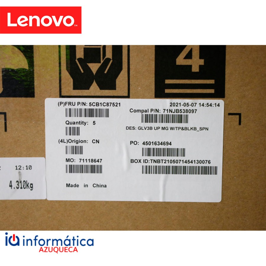 Cubierta y teclado Lenovo ThinkBook 15 G3 ACL retroiluminado Gris Mineral – 5CB1C87521 Palmrest